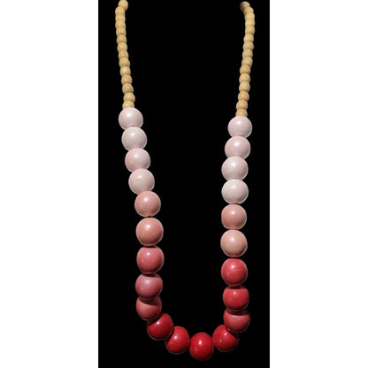 Vintage Coquette Pink Graduated Wood Necklace