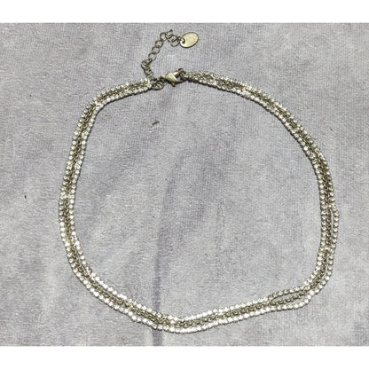 Claire's Silver Multilayer Rhinestone Necklace