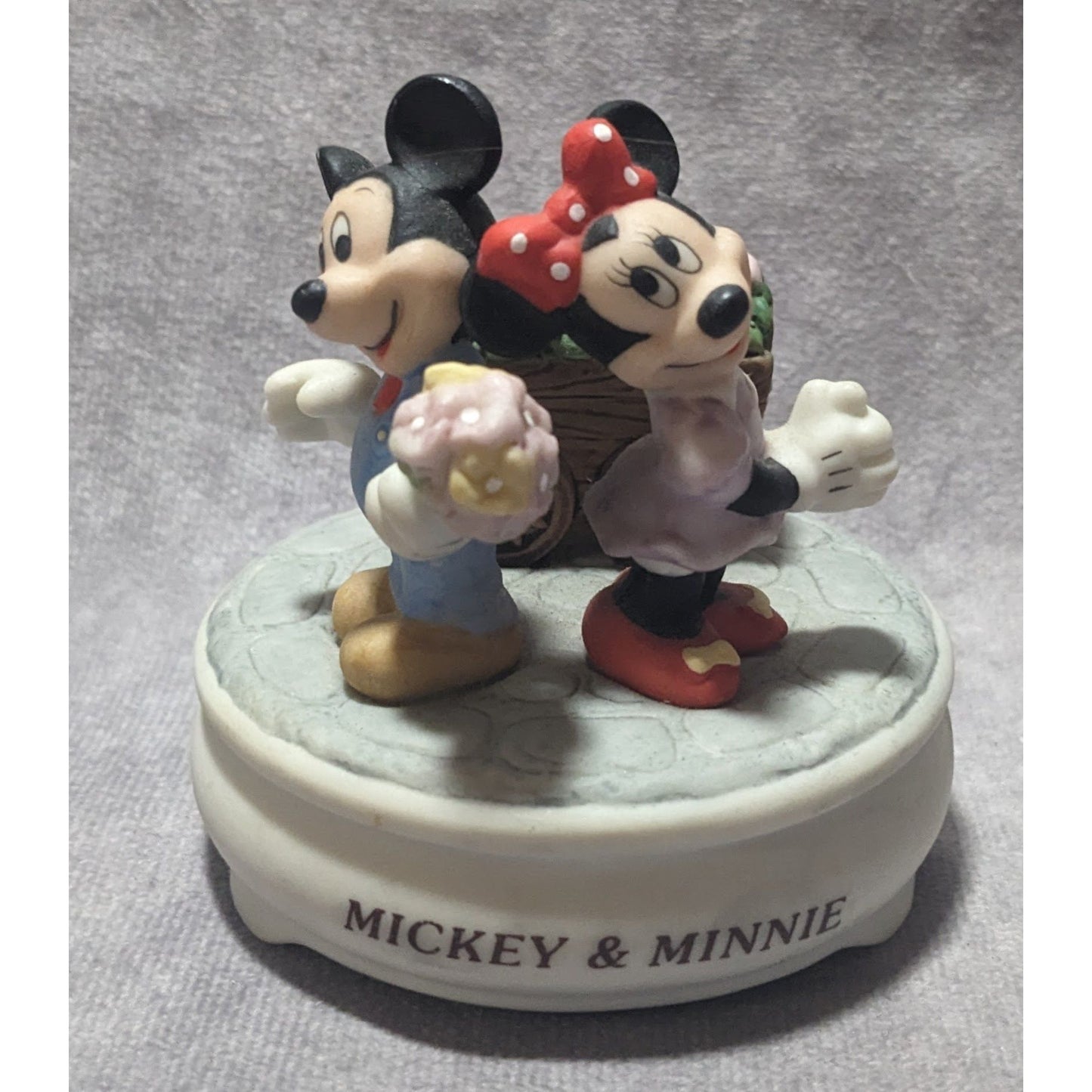 Vintage Mickey And Minnie Ceramic Music Box