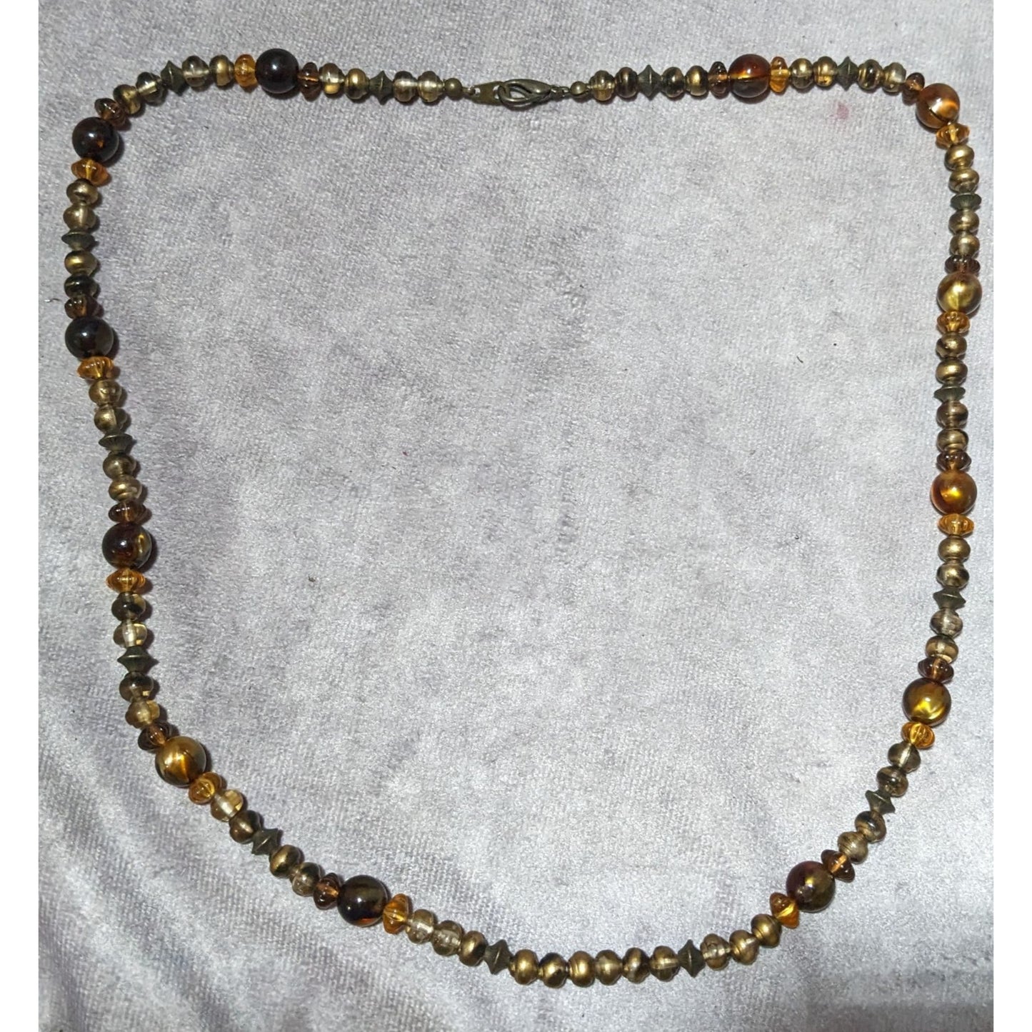 Earthy Retro Brown And Gold Beaded Necklace