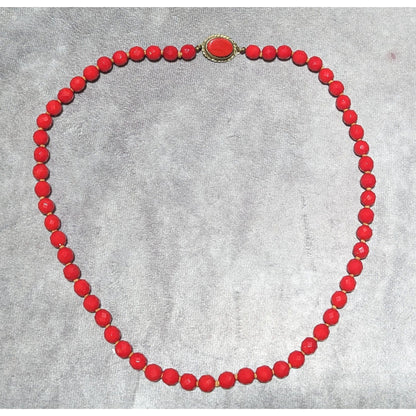 Vintage Japanese Red Glass Beaded Necklace