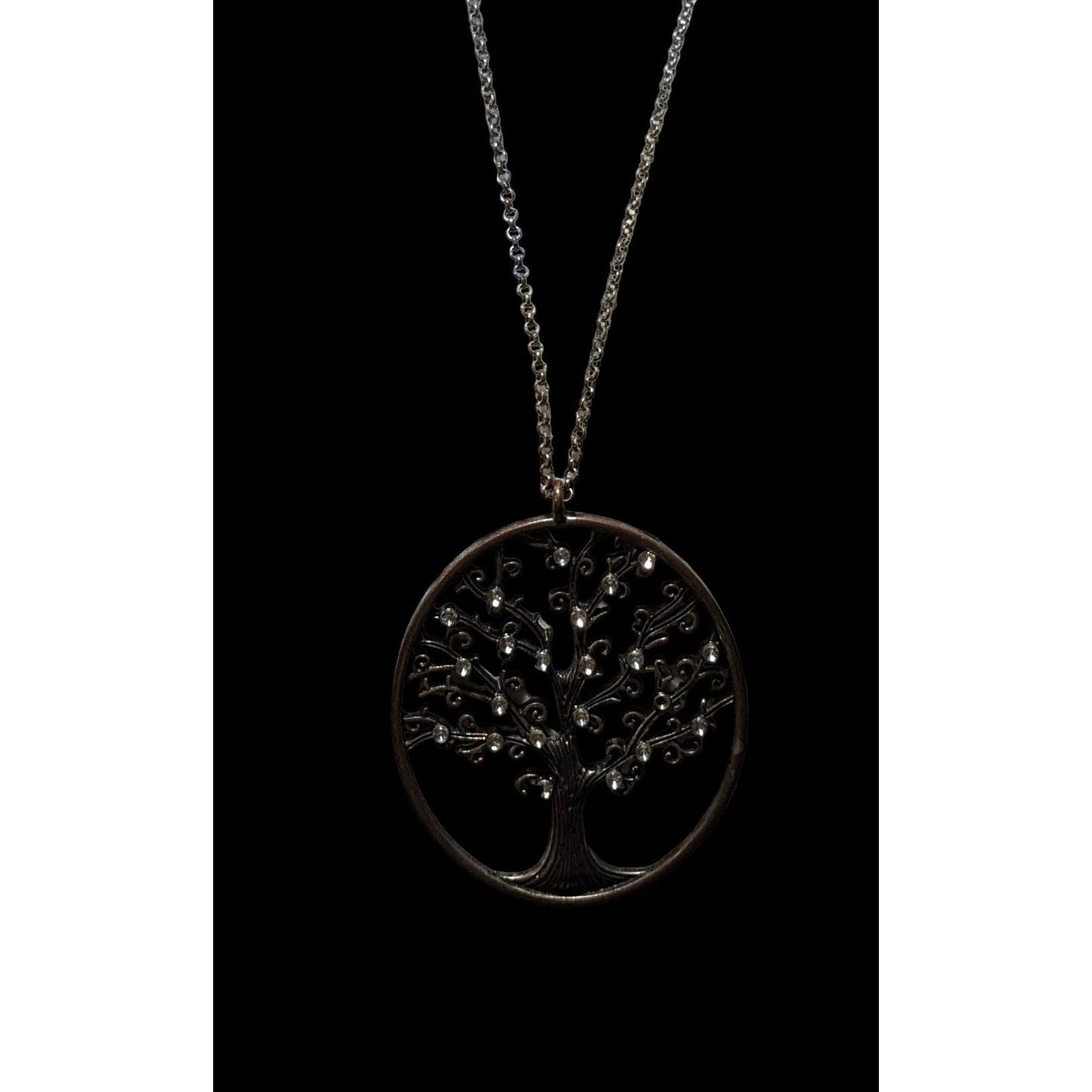 Silver Gemmed Tree Of Life Pendant Necklace