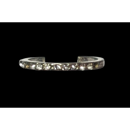 Minimalist Silver Tone Rhinestone Fashion Ring Size 6 1/2