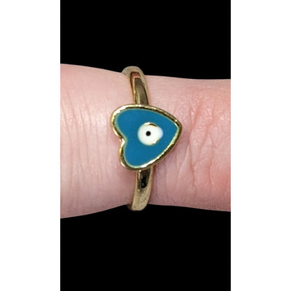 Bohemian Evil Eye Adjustable Cuff Ring With Enamel Details Size 5 1/2