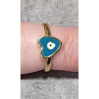 Bohemian Evil Eye Adjustable Cuff Ring With Enamel Details Size 5 1/2