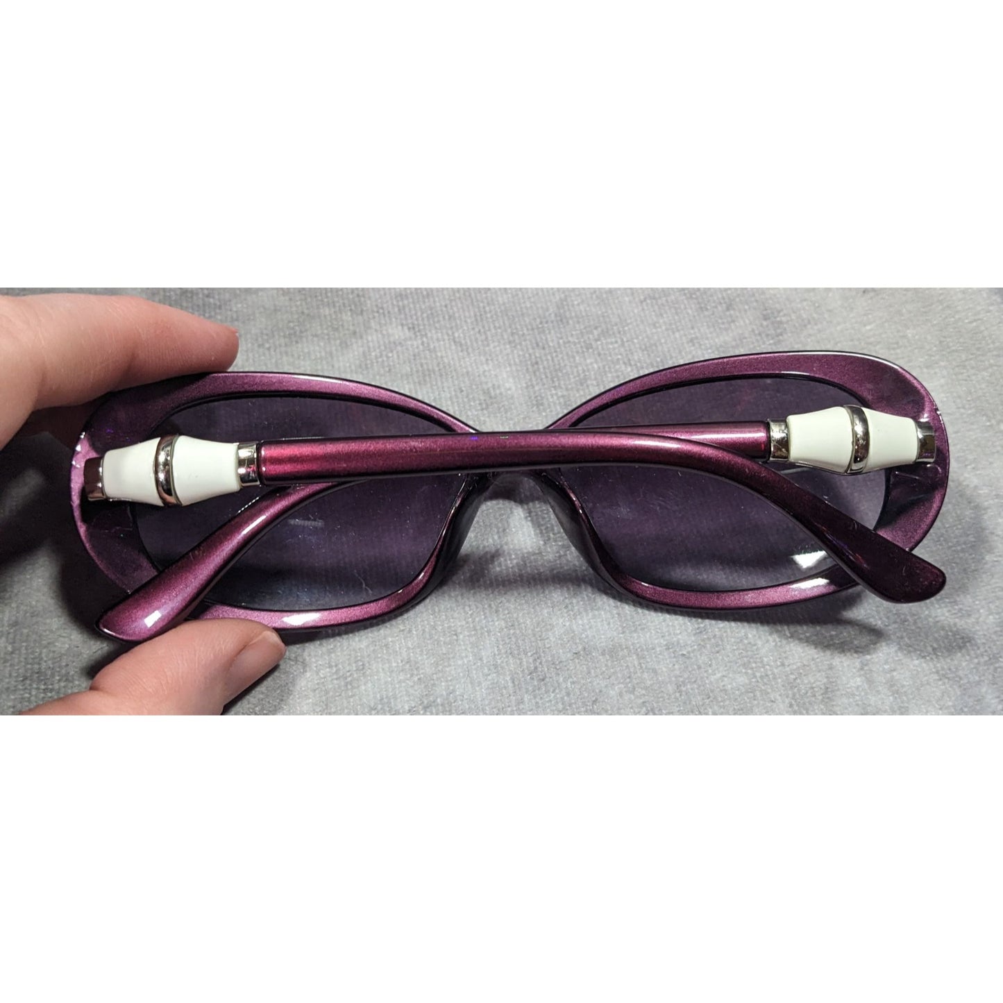Kay Unger New York Metallic Purple With White Accents Sunglasses