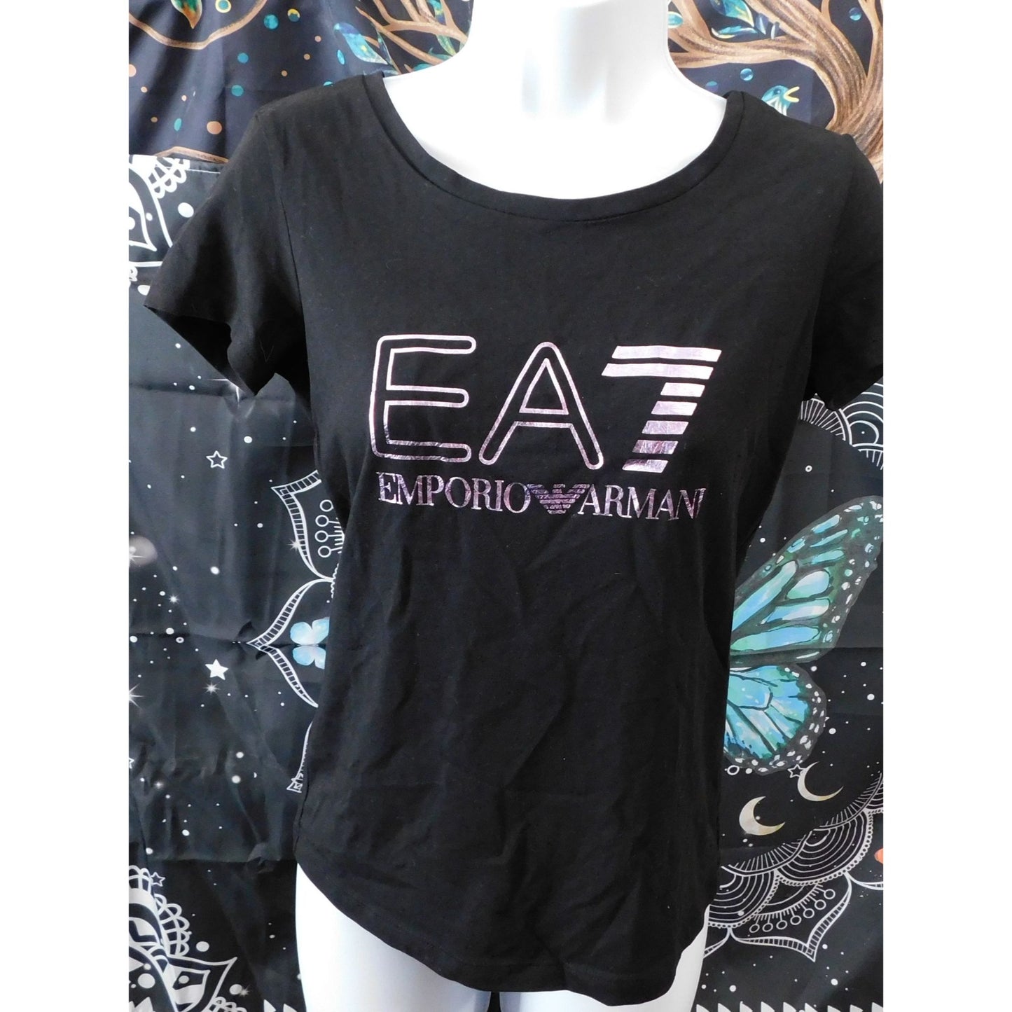 Emporio Armani Holographic Logo Black And Purple Shirt