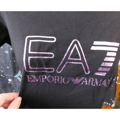 Emporio Armani Holographic Logo Black And Purple Shirt