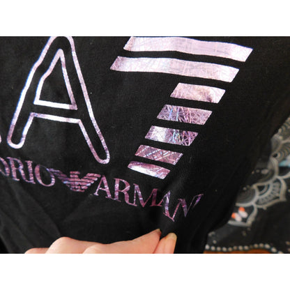 Emporio Armani Holographic Logo Black And Purple Shirt
