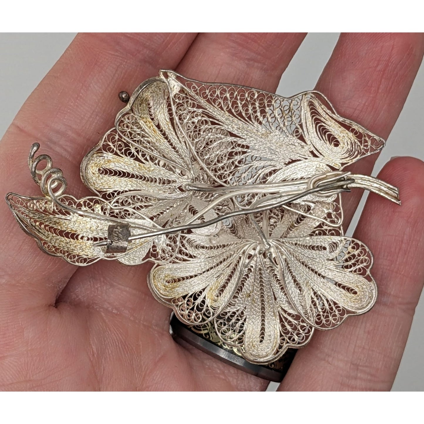 Vintage Sterling Silver Filigree Floral Brooch Pin 925 Handcrafted 3 Inches Elegant Jewelry Collectible Gift