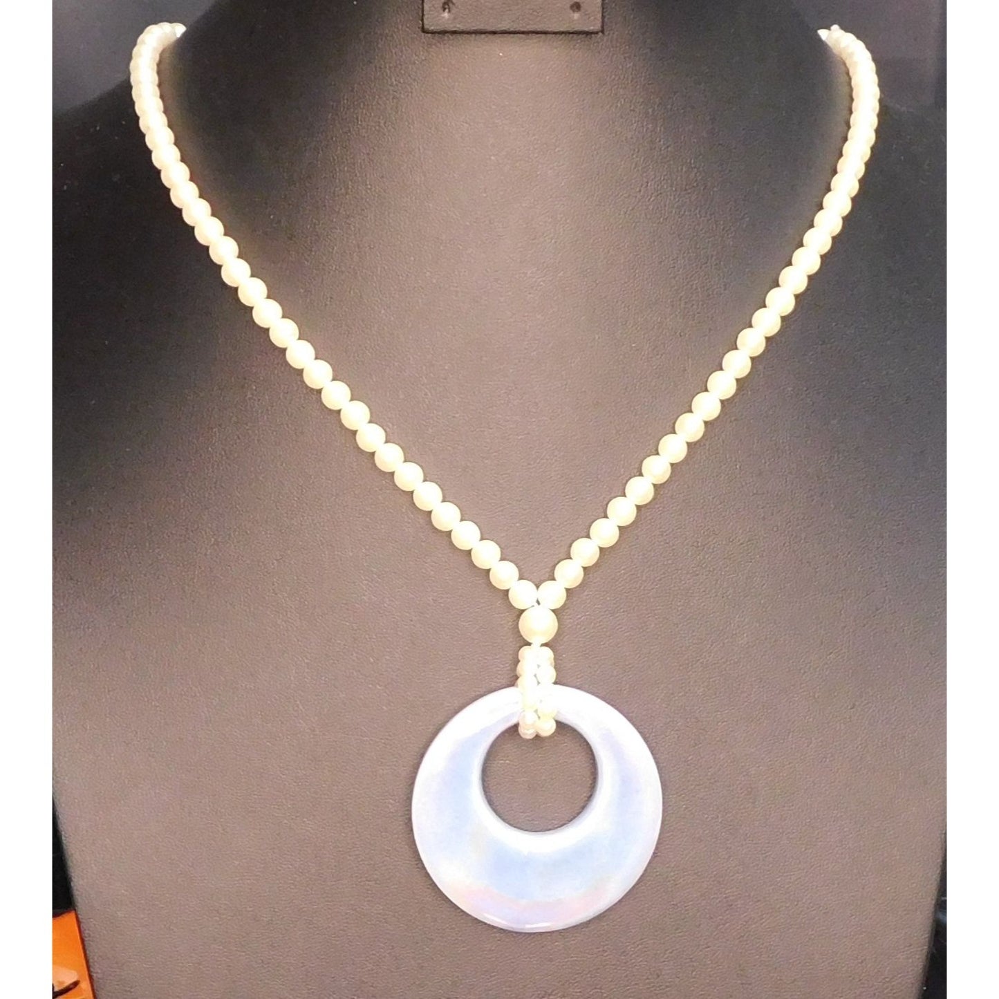 Ceramic Mermaidcore Purple Pendant Faux Pearl Beaded Necklace