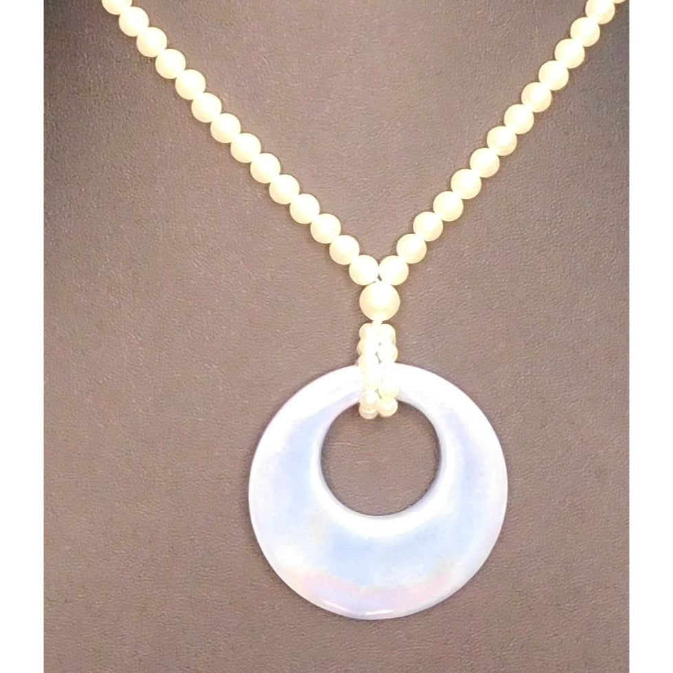 Ceramic Mermaidcore Purple Pendant Faux Pearl Beaded Necklace