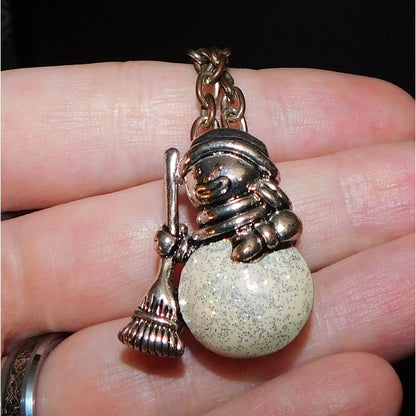 Vintage Silver Glitter Snowman Necklace/Brooch
