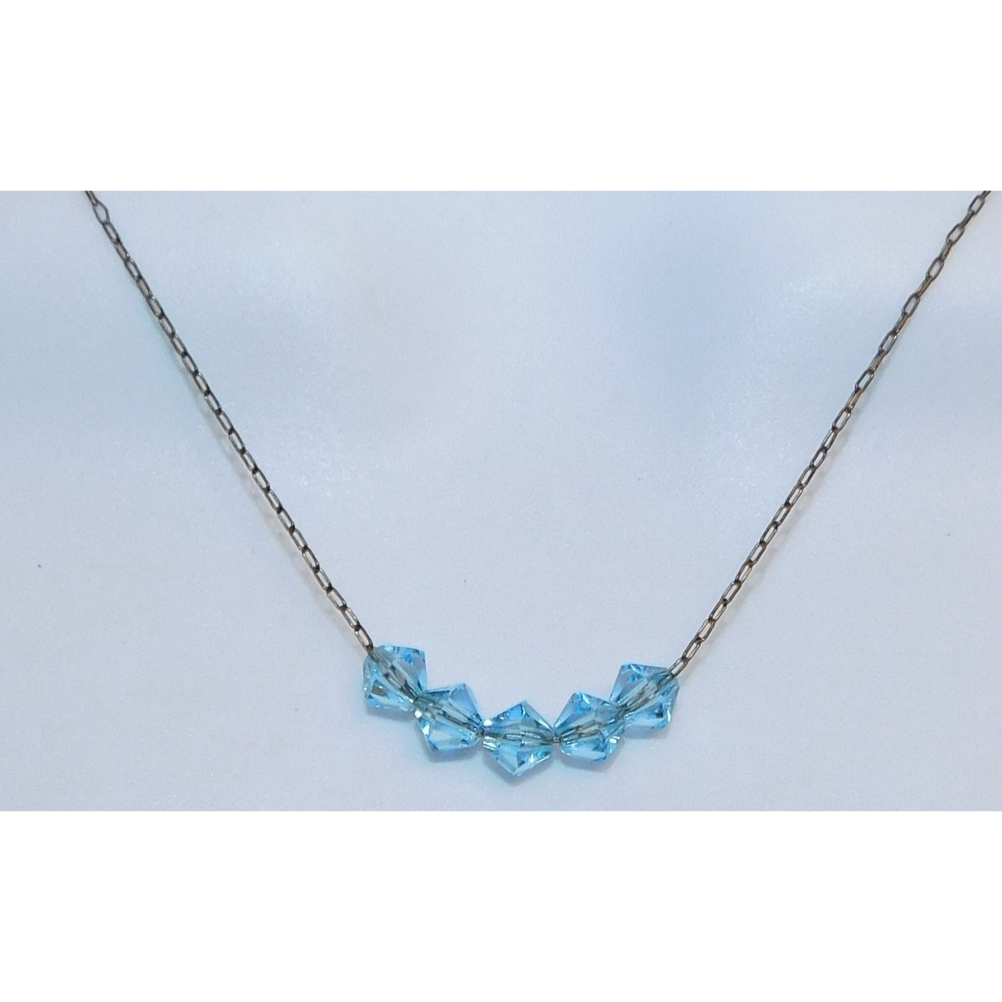 Whimsical Minimalist Ice Blue Beaded Necklace