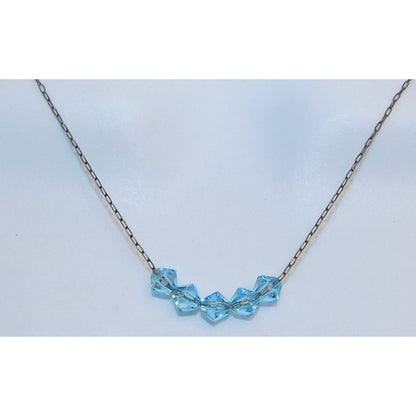 Whimsical Minimalist Ice Blue Beaded Necklace