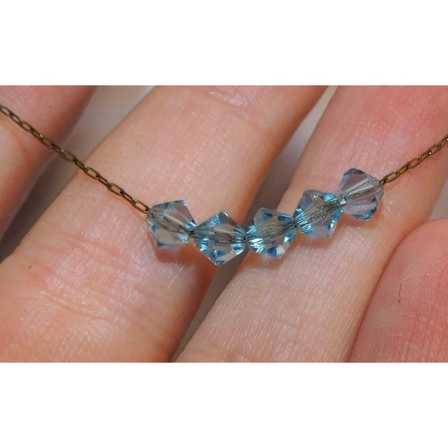 Whimsical Minimalist Ice Blue Beaded Necklace