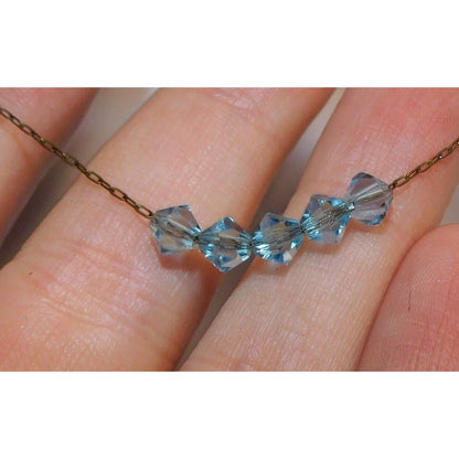 Whimsical Minimalist Ice Blue Beaded Necklace