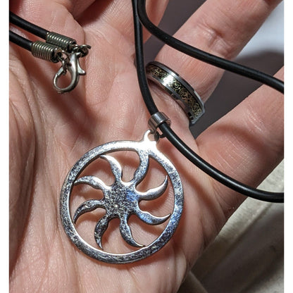 90s Style Stainless Steel Sun Pendant Necklace