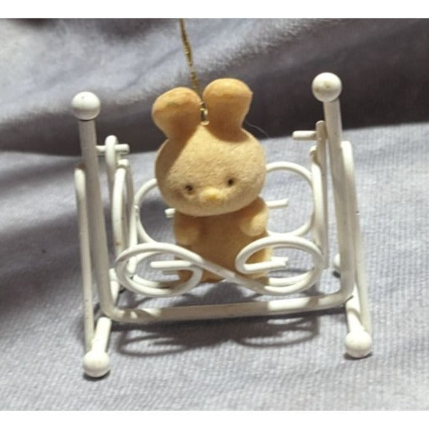 Vintage Avon Bunny In Cradle Ornament