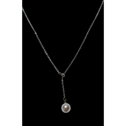 Minimalist Sterling Pearl Lariat Necklace