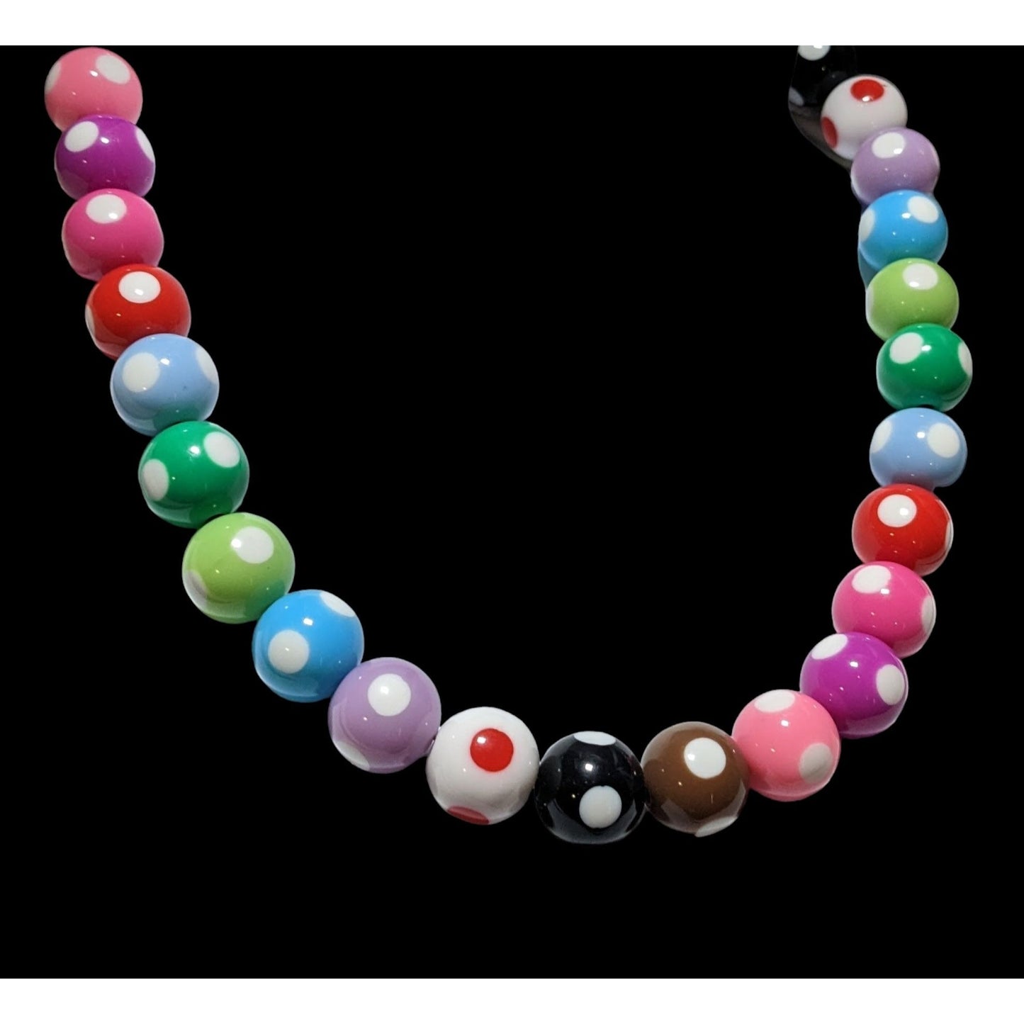 Rainbow Polka Dot Bubble Gum Bead Necklace