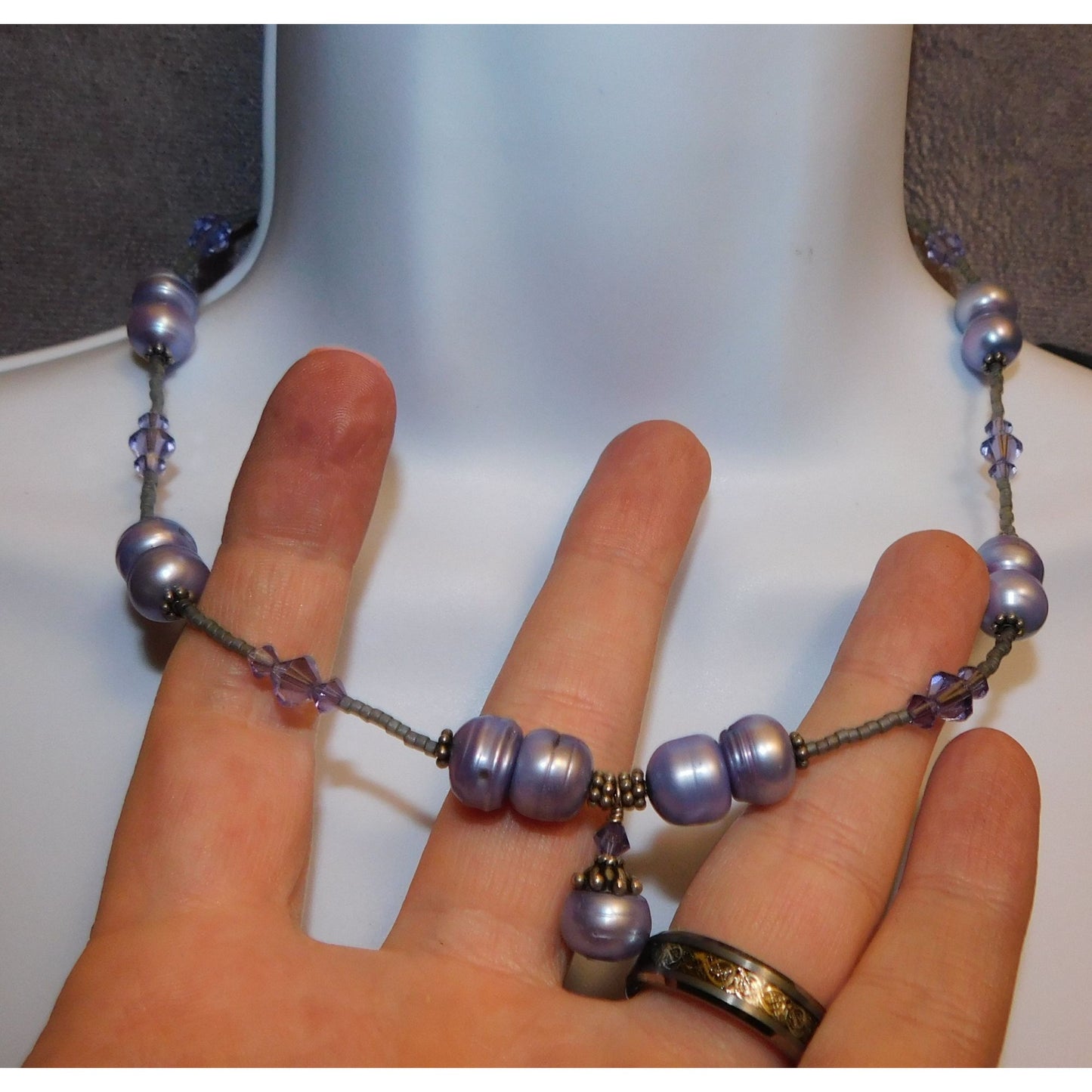 Whimsical Fairycore Purple Pearl Necklace