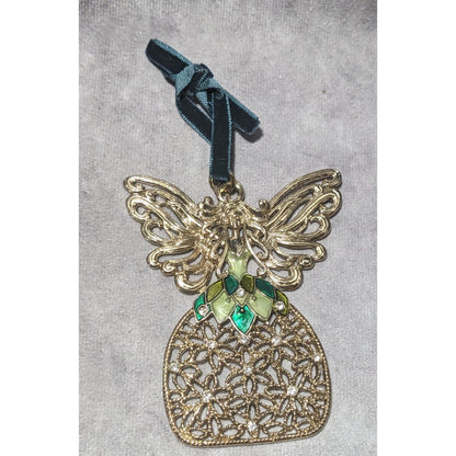 First Issue Gold And Green Floral Angel Ornament