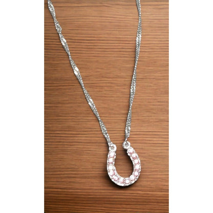 Pink Rhinestone Horseshoe Necklace