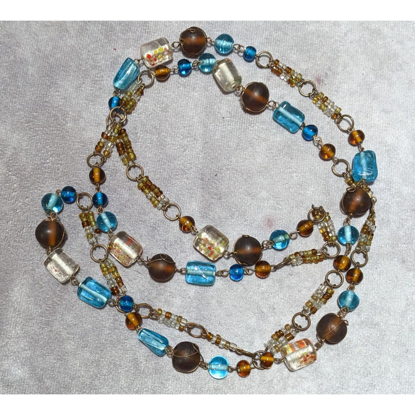 Vintage Bohemian Earthy Glass Beaded Necklace