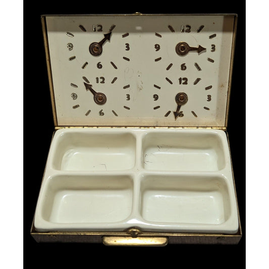 Vintage Pillbox With Clocks