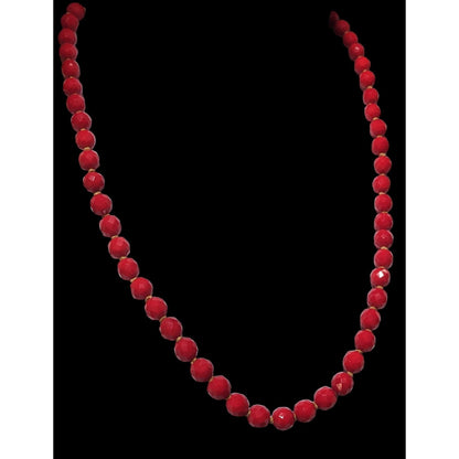 Vintage Japanese Red Glass Beaded Necklace