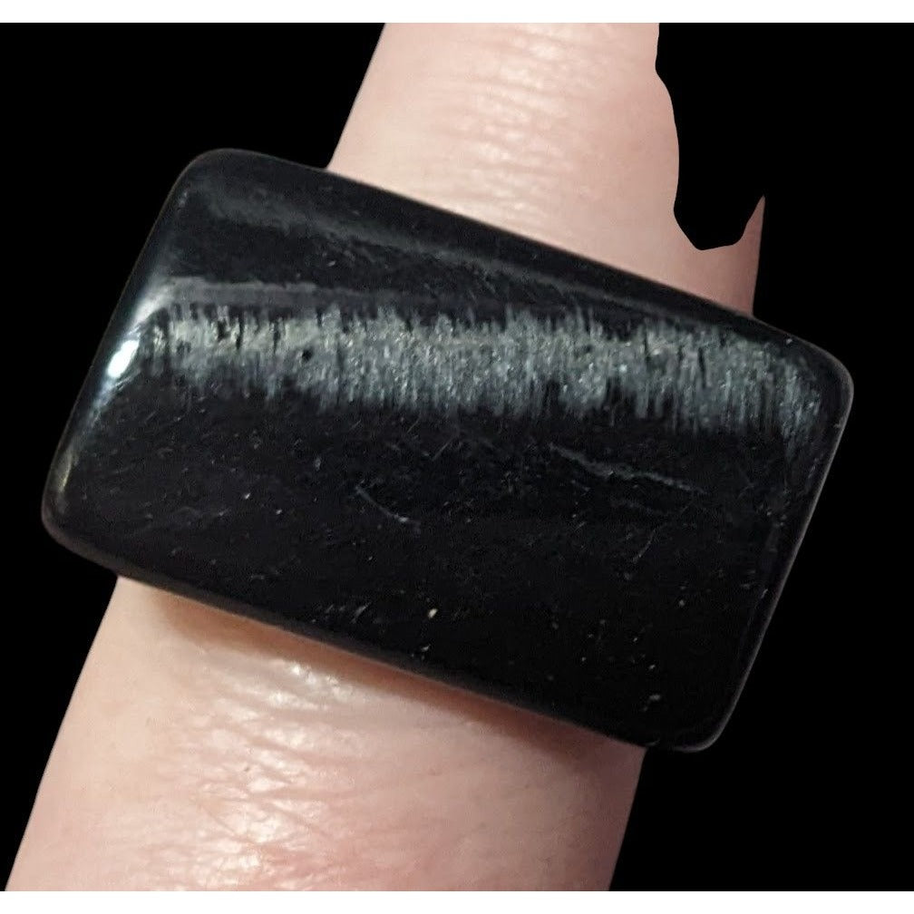 Chunky Abstract Black Asymmetrical Ring Size 9