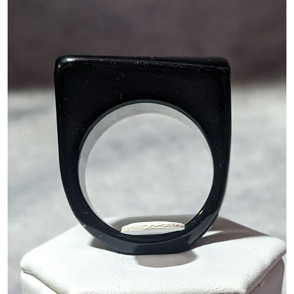 Chunky Abstract Black Asymmetrical Ring Size 9