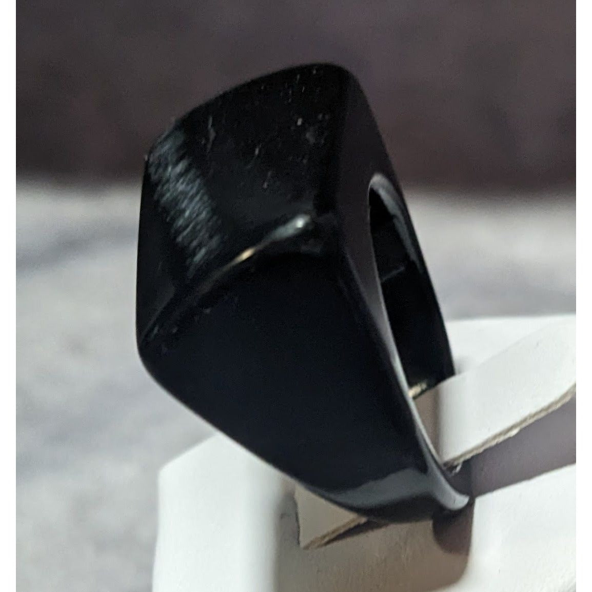 Chunky Abstract Black Asymmetrical Ring Size 9