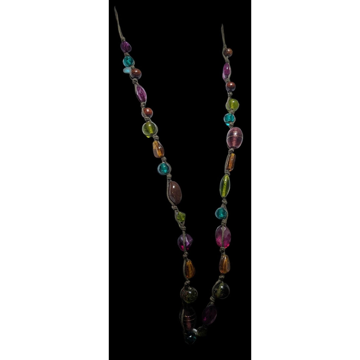 Rainbow Hippie Glass Beaded Necklace