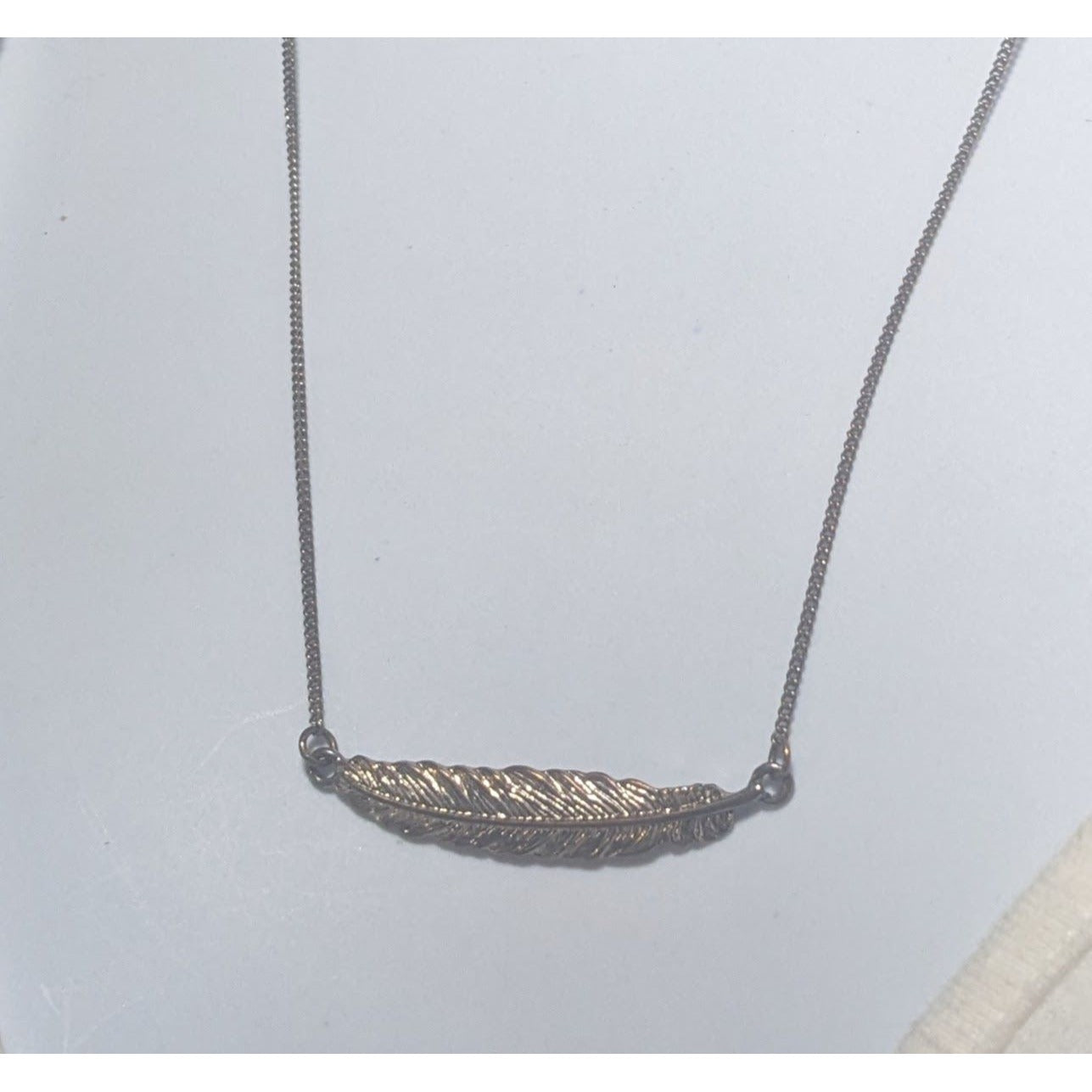 Simple Silver Feather Necklace