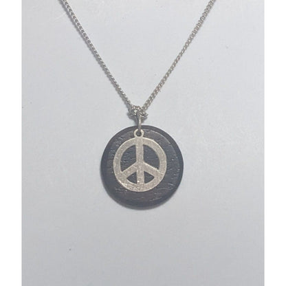 Wood Peace Charm Necklace