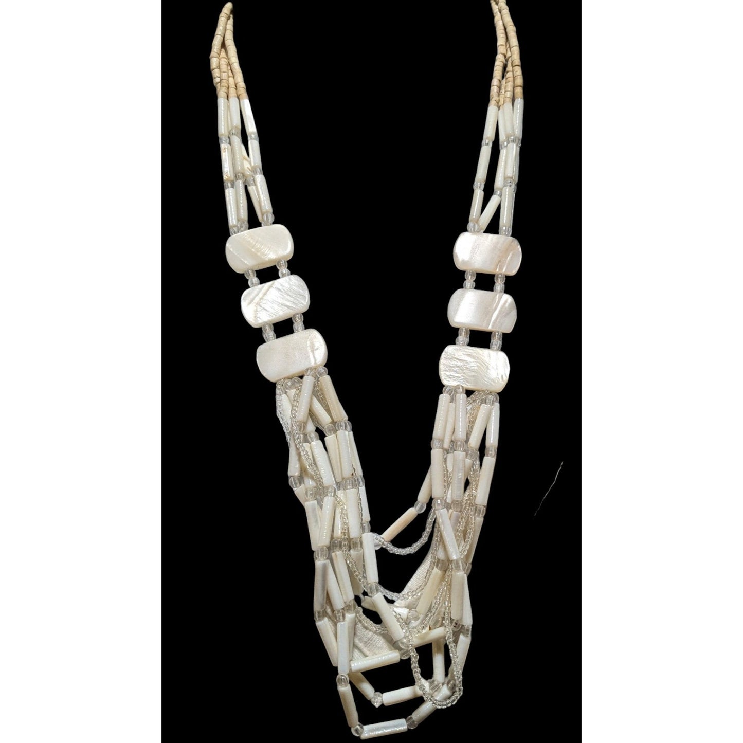 Mother Of Pearl Cream Beaded Shell Necklace