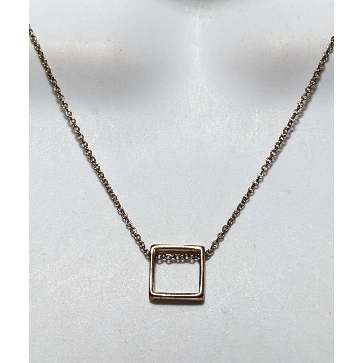 Minimalist Gold Open Square Pendant Necklace