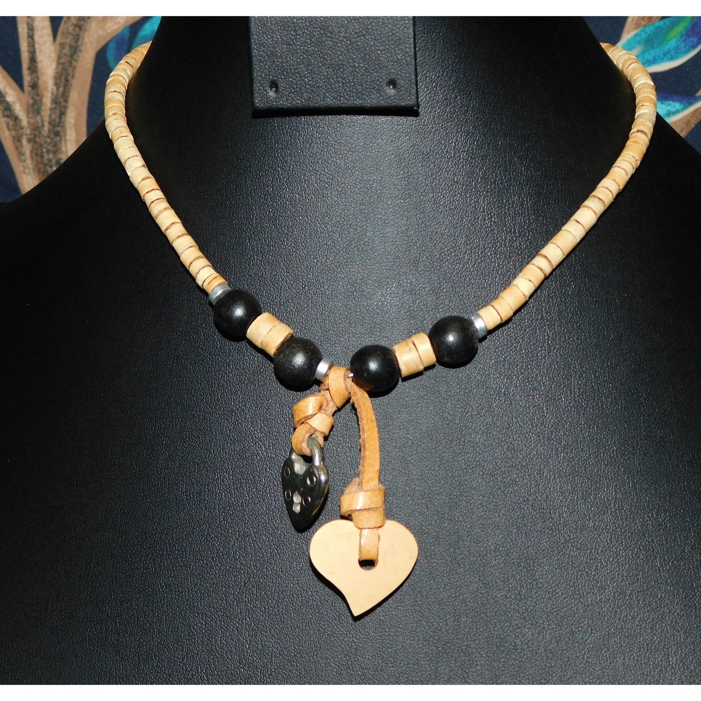 Rustic Wooden Heart Lock Pendant Necklace