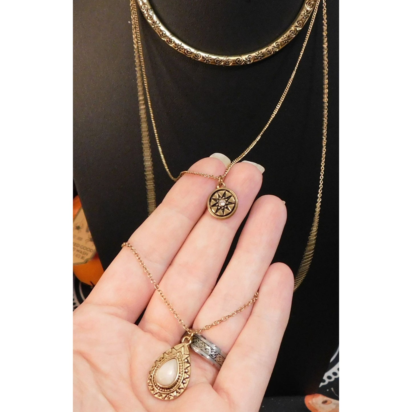 Celestial Goddess Gold Tone Multilayer Necklace