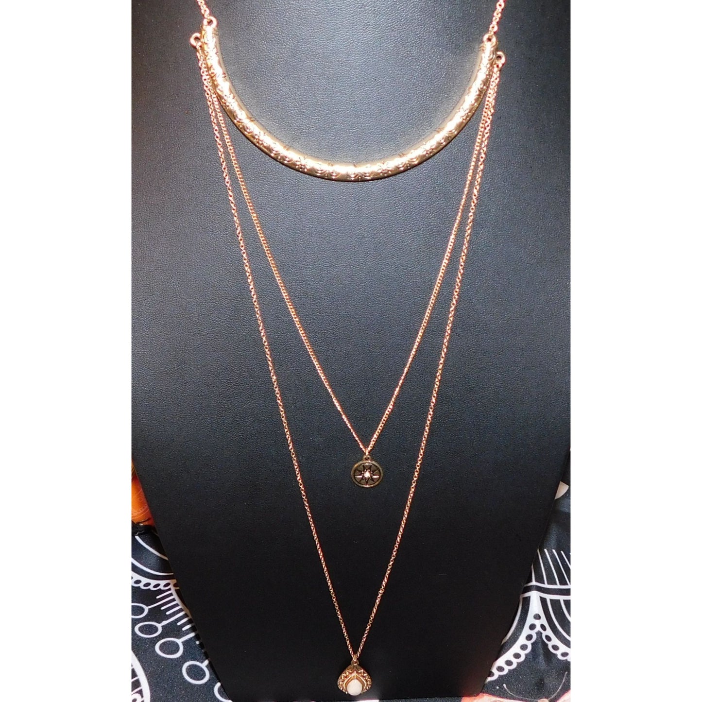 Celestial Goddess Gold Tone Multilayer Necklace