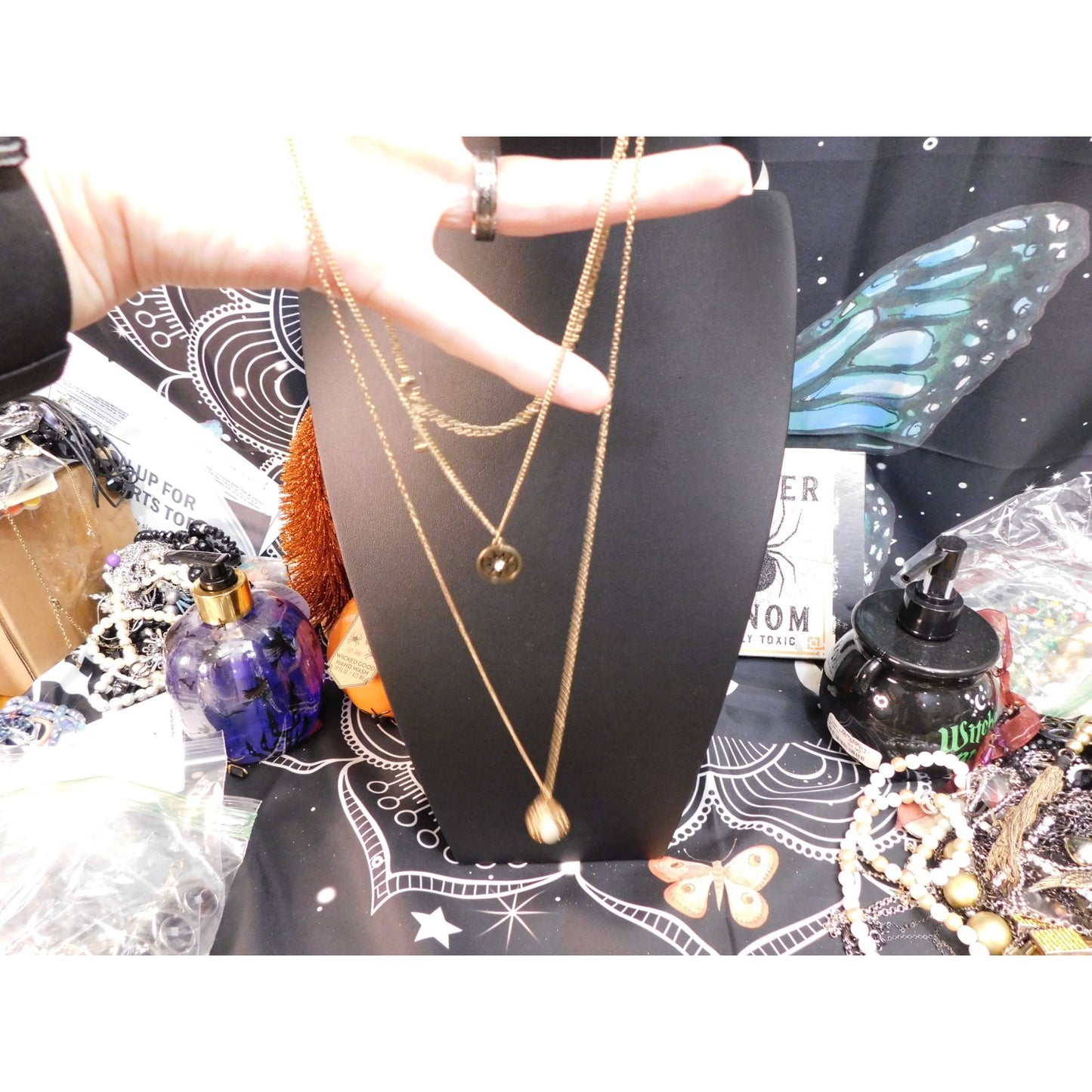 Celestial Goddess Gold Tone Multilayer Necklace