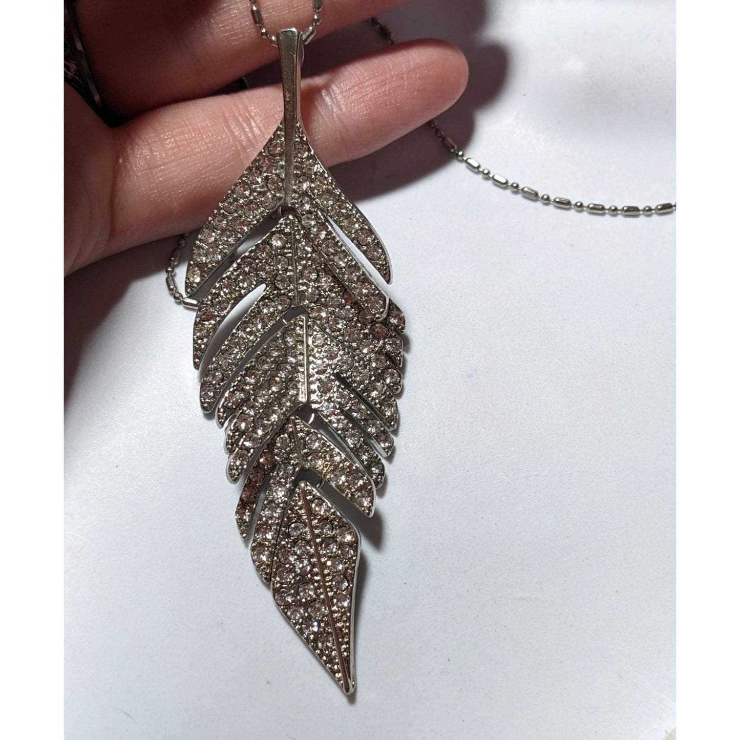 Bohemian Glam Articulated Rhinestone Feather Necklace