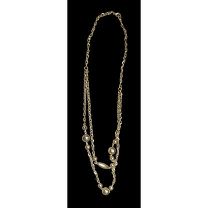 Multilayer Gold Beaded Chain Necklace