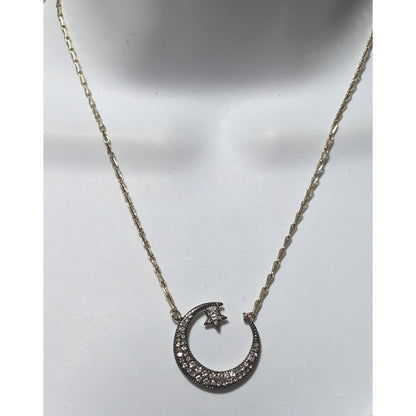 Stella & Dot Pave Moon Star Pendant Necklace