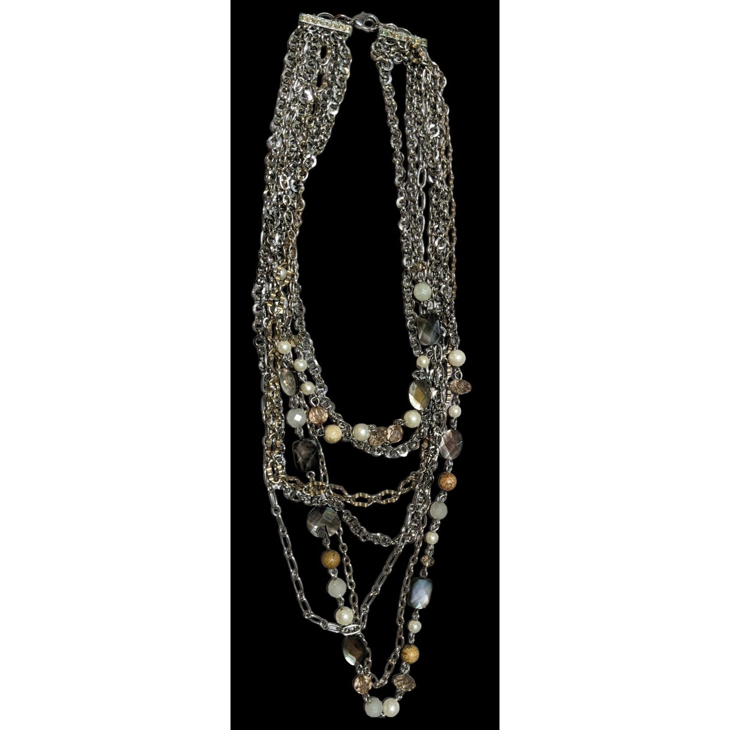Multilayer Gemstone Chain Necklace