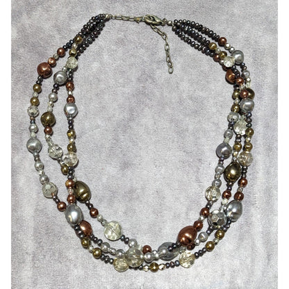 Metallic Multilayer Glam Beaded Necklace