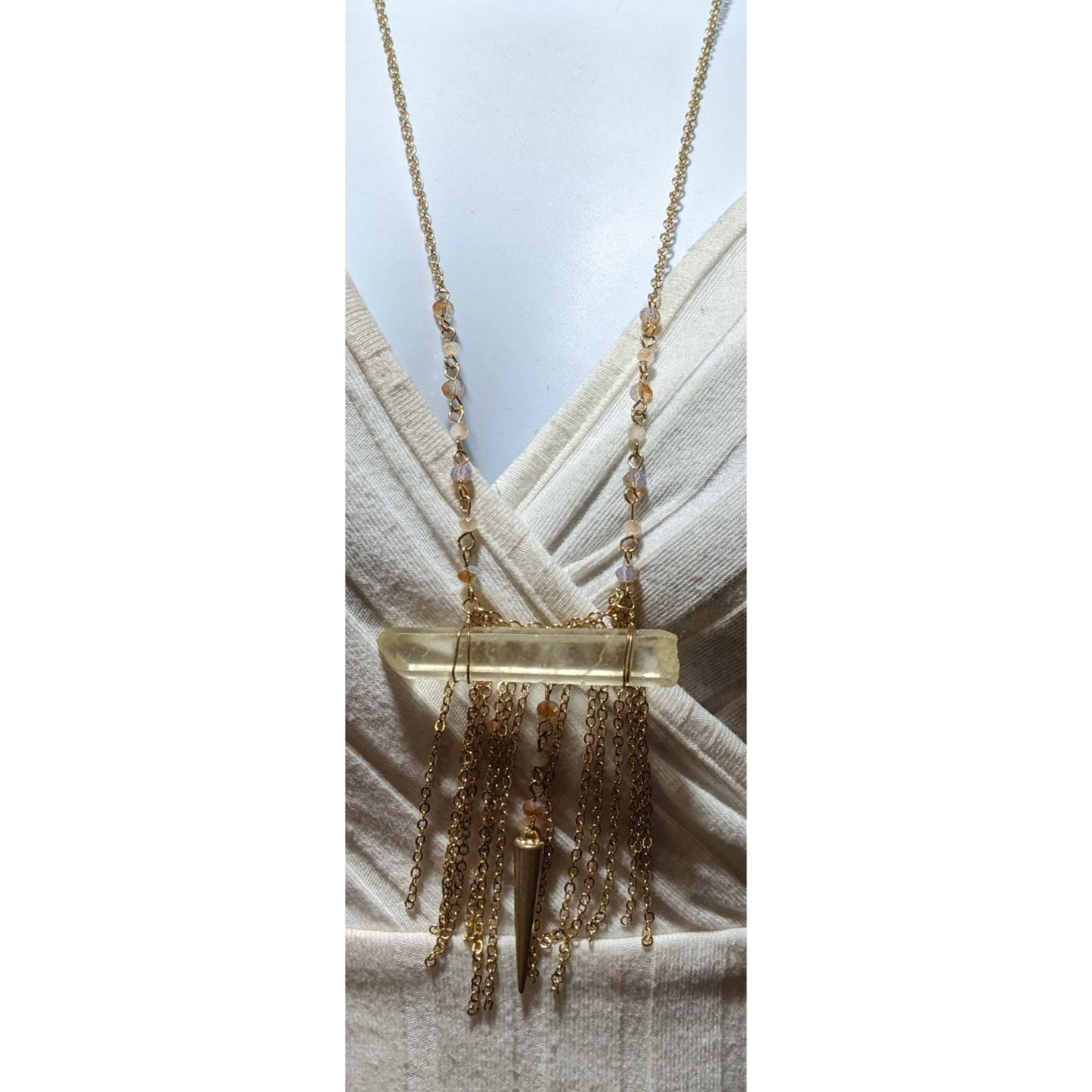 Mystical Bohemian Crystal Chain Fringe Necklace