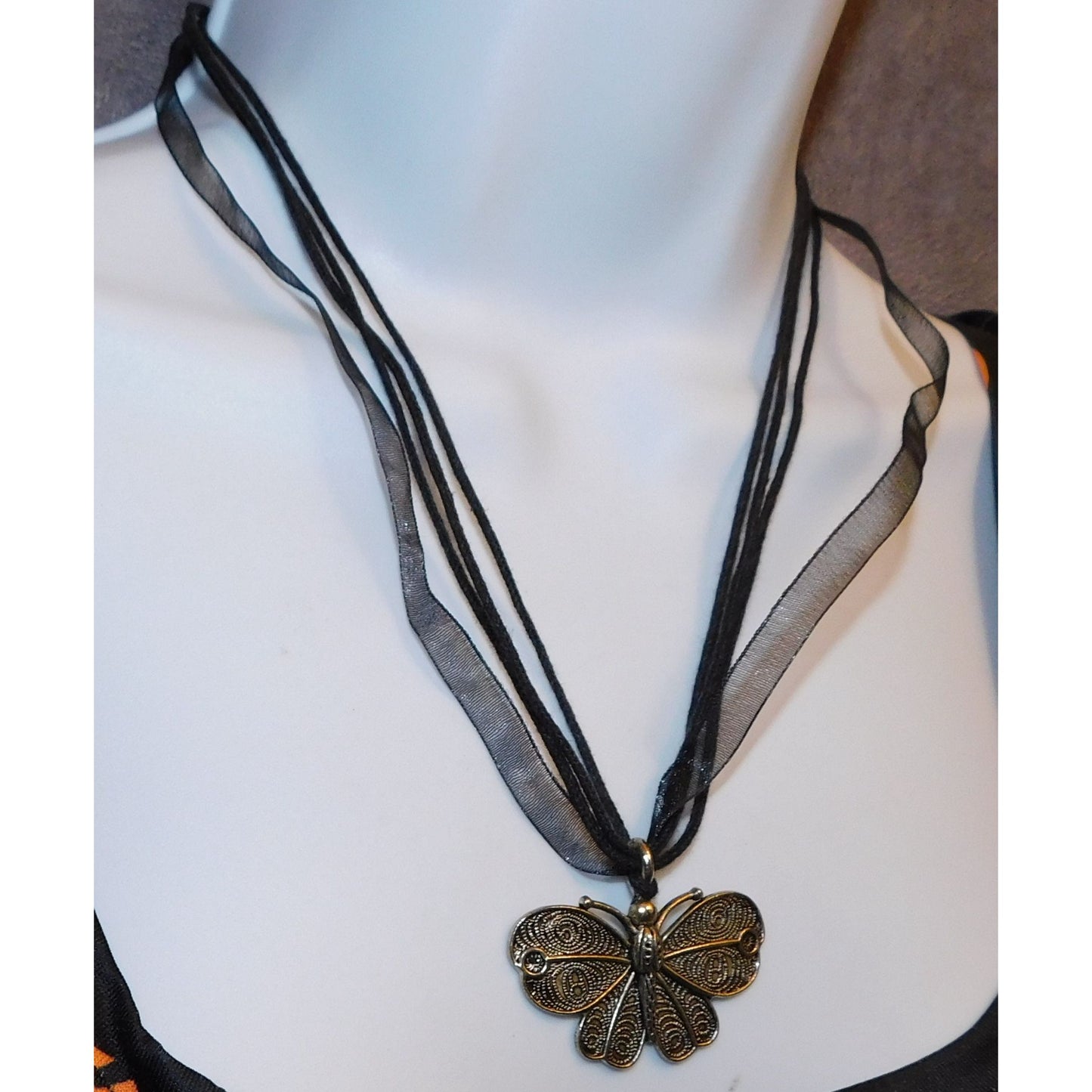 Gothic Fairycore Organza Butterfly Necklace